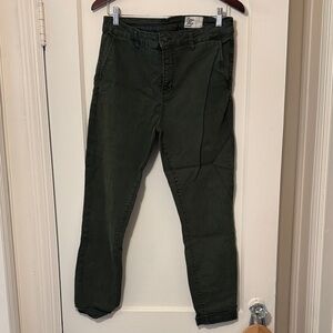 Cosmic Blue Love Olive Pants size 31 cuffed slim skinny